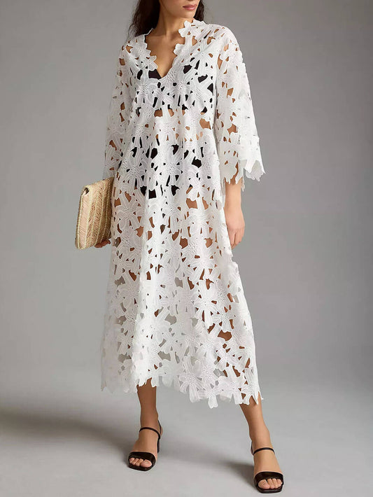 Spitze Strand Midi-Kleid zum Überziehen