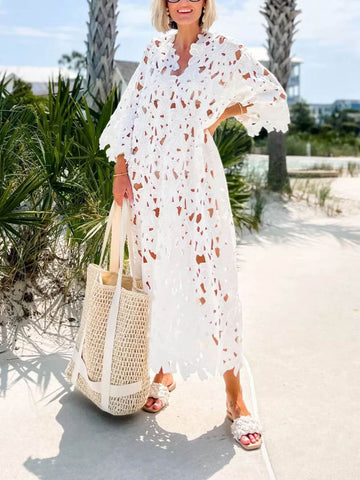 Spitze Strand Midi-Kleid zum Überziehen