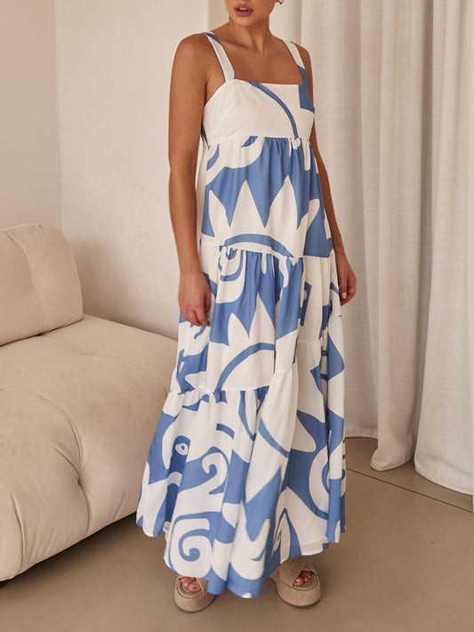 Bohemisches geometrisches Print-Maxikleid