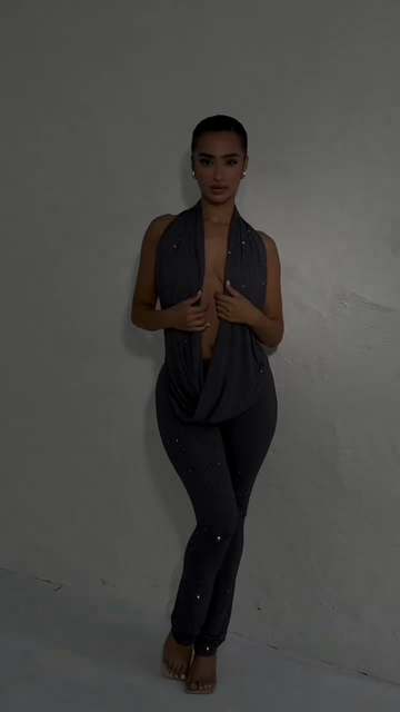 Chic And Shiny Deep V Backless Set