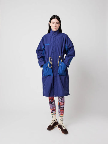 Blue Color - Block Drawstring Trench Coat
