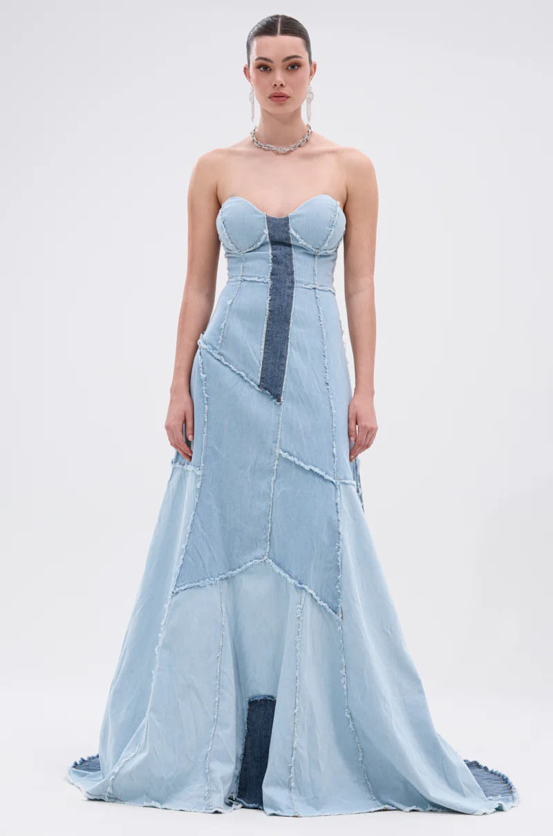 Patchwork denim maxi Dress